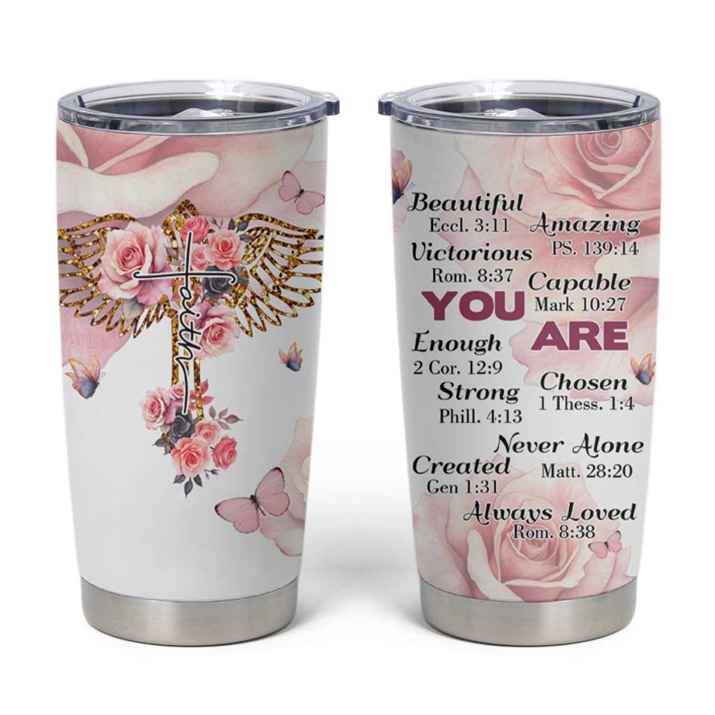 Floral Christian Faith Tumbler Cup Inspirational Bible Verses Faith-based Religious Scripture