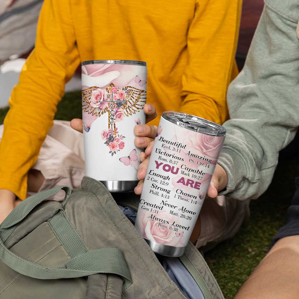 Floral Christian Faith Tumbler Cup Inspirational Bible Verses Faith-based Religious Scripture