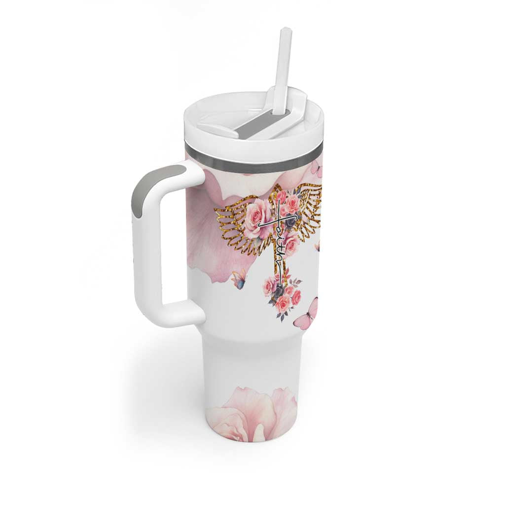Floral Christian Faith Tumbler With Handle Inspirational Bible Verses Faith-based Religious Scripture