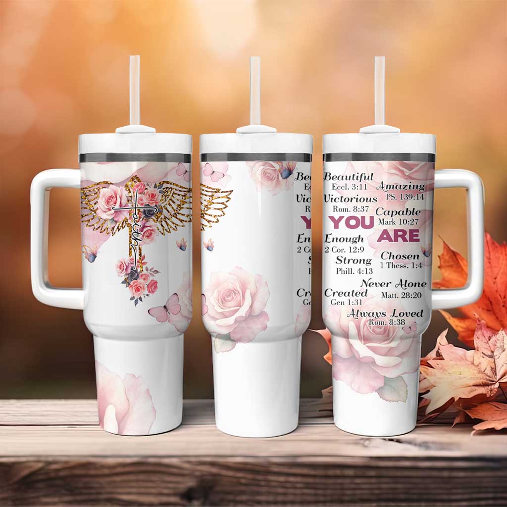 Floral Christian Faith Tumbler With Handle Inspirational Bible Verses Faith-based Religious Scripture