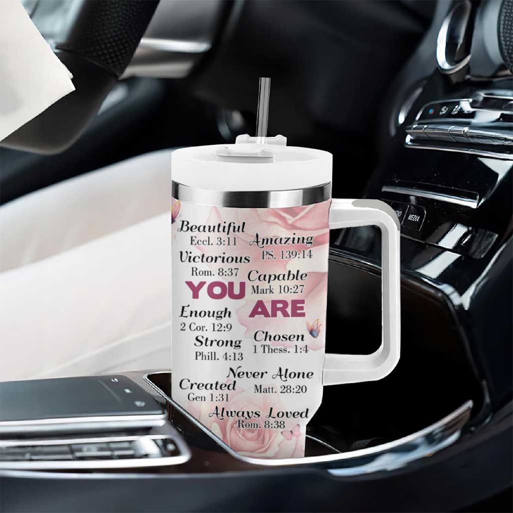 Floral Christian Faith Tumbler With Handle Inspirational Bible Verses Faith-based Religious Scripture