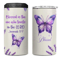 Inspirational Christian Faith Butterfly 4 in 1 Can Cooler Tumbler Blessed Is The One Who Trusts In The Lord Bible Verses Religious Scripture