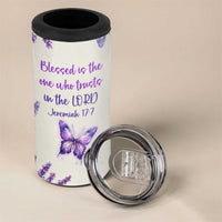 Inspirational Christian Faith Butterfly 4 in 1 Can Cooler Tumbler Blessed Is The One Who Trusts In The Lord Bible Verses Religious Scripture
