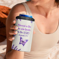 Inspirational Christian Faith Butterfly 4 in 1 Can Cooler Tumbler Blessed Is The One Who Trusts In The Lord Bible Verses Religious Scripture