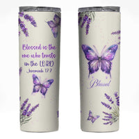 Inspirational Christian Faith Butterfly Skinny Tumbler Blessed Is The One Who Trusts In The Lord Bible Verses Religious Scripture