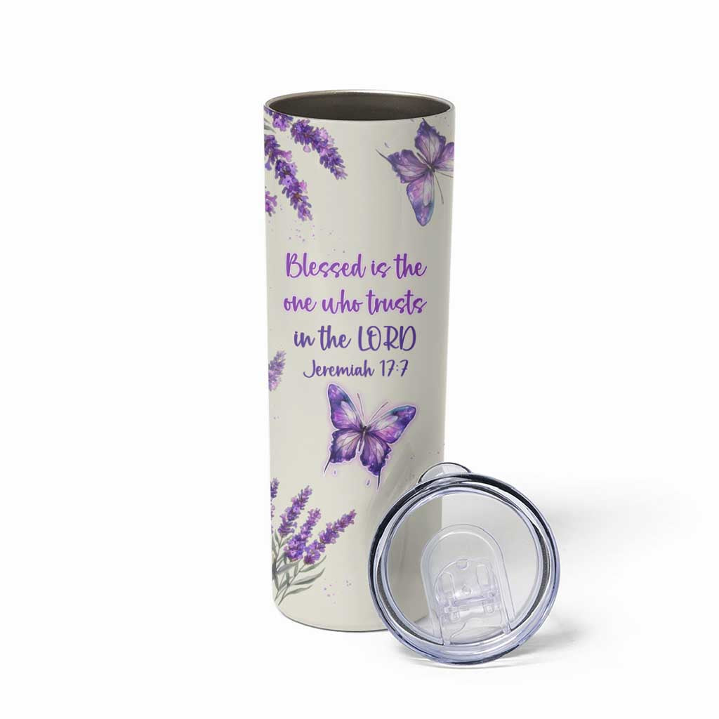 Inspirational Christian Faith Butterfly Skinny Tumbler Blessed Is The One Who Trusts In The Lord Bible Verses Religious Scripture