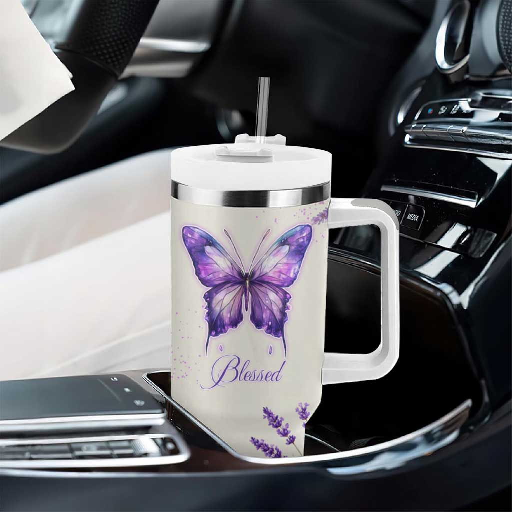 Inspirational Christian Faith Butterfly Tumbler With Handle Blessed Is The One Who Trusts In The Lord Bible Verses Religious Scripture