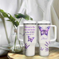 Inspirational Christian Faith Butterfly Tumbler With Handle Blessed Is The One Who Trusts In The Lord Bible Verses Religious Scripture