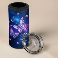 Personalized Name Butterfly 4 in 1 Can Cooler Tumbler Blue Galaxy Gem Butterflies Gifts