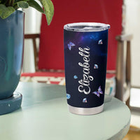 Personalized Name Butterfly Tumbler Cup Blue Galaxy Gem Butterflies Gifts