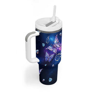 Personalized Name Butterfly Tumbler With Handle Blue Galaxy Gem Butterflies Gifts