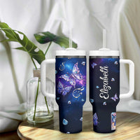 Personalized Name Butterfly Tumbler With Handle Blue Galaxy Gem Butterflies Gifts