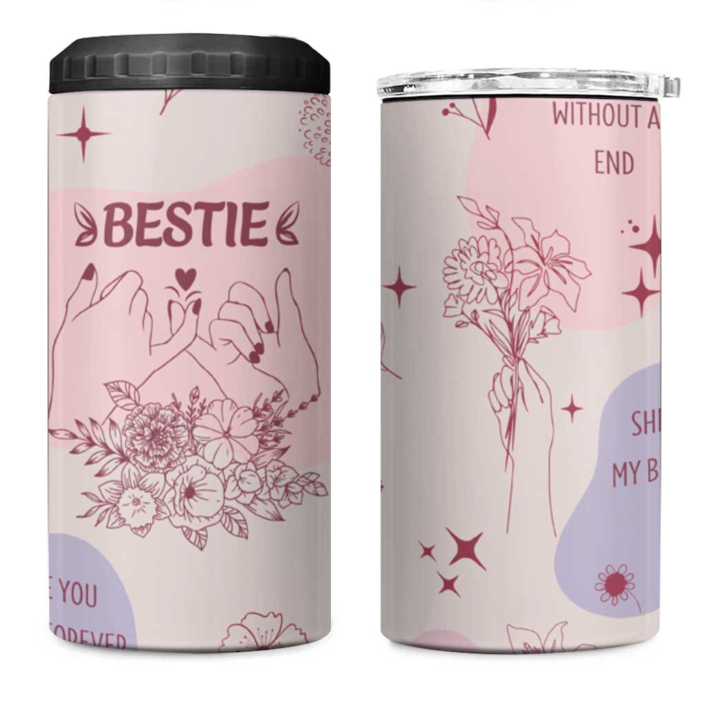 Bestie Friendship 4 in 1 Can Cooler Tumbler Cute Pink Aesthetic True Girls Friendship Quotes
