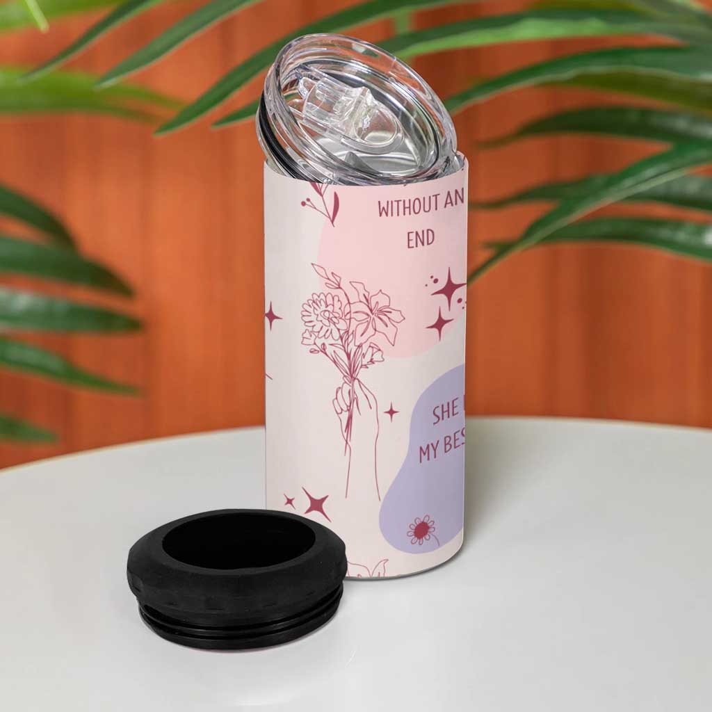 Bestie Friendship 4 in 1 Can Cooler Tumbler Cute Pink Aesthetic True Girls Friendship Quotes