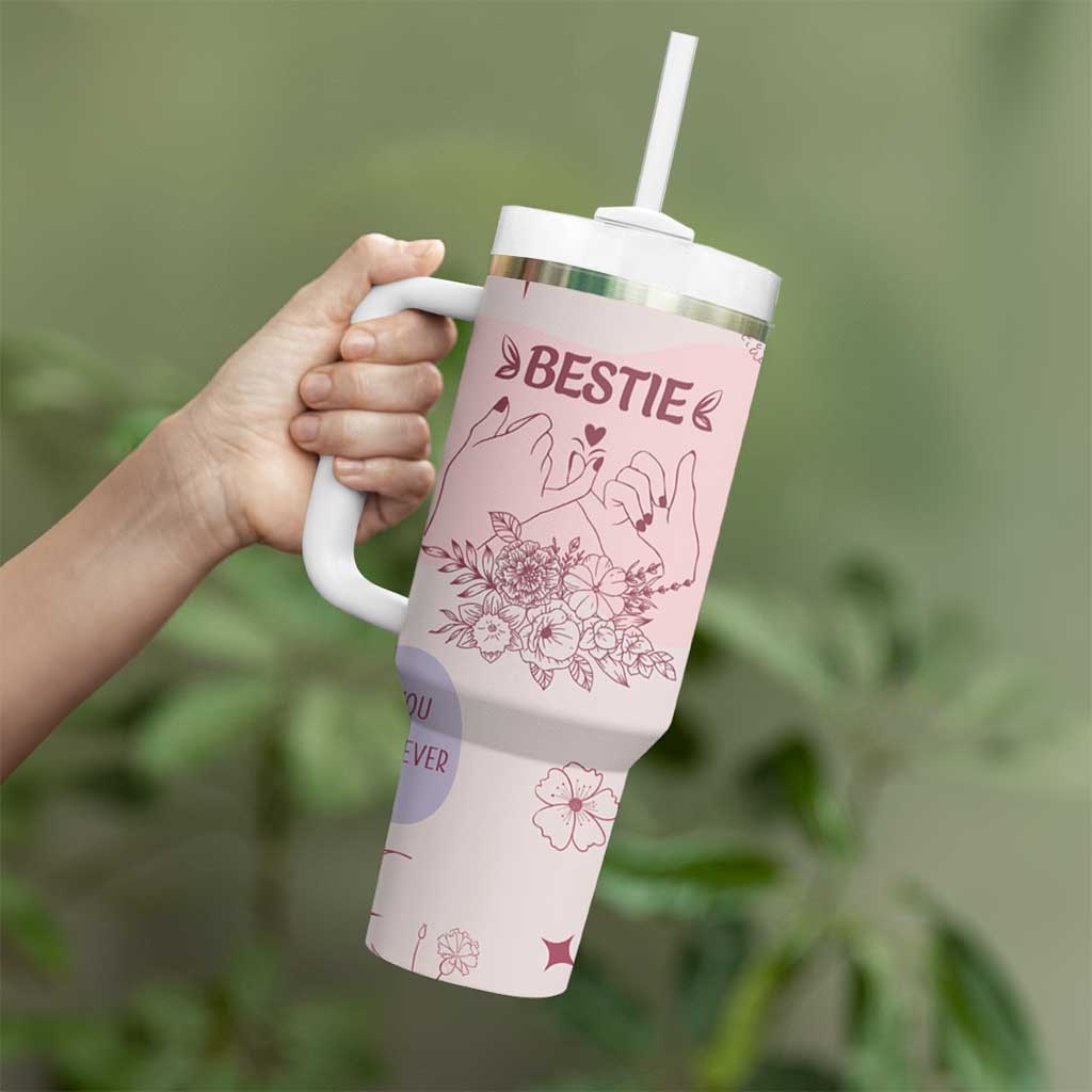 Bestie Friendship Tumbler With Handle Cute Pink Aesthetic True Girls Friendship Quotes