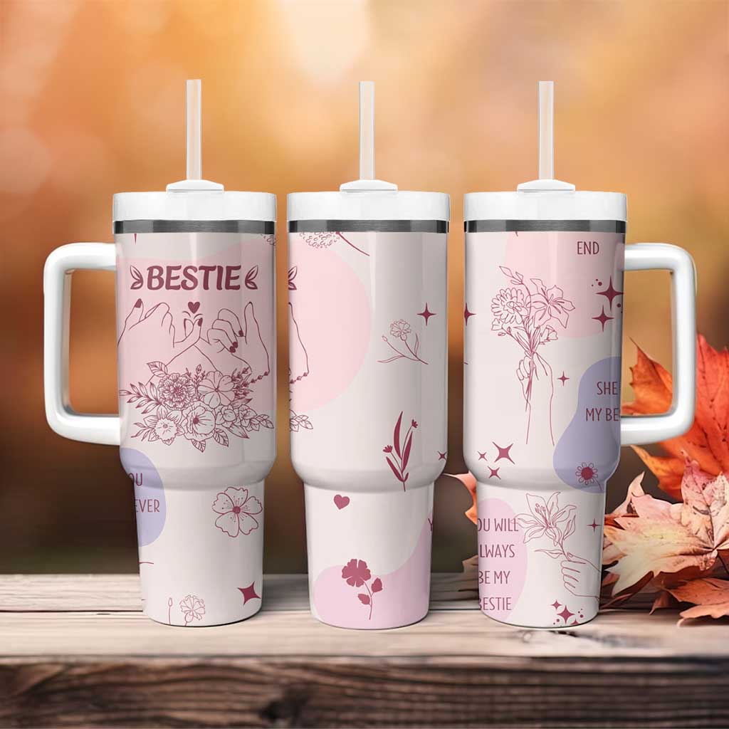 Bestie Friendship Tumbler With Handle Cute Pink Aesthetic True Girls Friendship Quotes