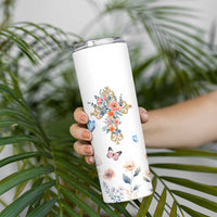 Blessed Pastor’s Wife Skinny Tumbler Christian Botanical Floral Cross Religious Pastor Appreciation