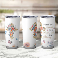 Blessed Pastor’s Wife Tumbler Cup Christian Botanical Floral Cross Religious Pastor Appreciation