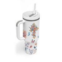 Blessed Pastor’s Wife Tumbler With Handle Christian Botanical Floral Cross Religious Pastor Appreciation