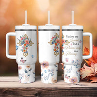Blessed Pastor’s Wife Tumbler With Handle Christian Botanical Floral Cross Religious Pastor Appreciation