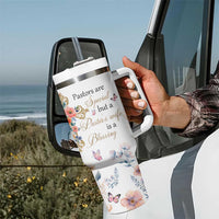 Blessed Pastor’s Wife Tumbler With Handle Christian Botanical Floral Cross Religious Pastor Appreciation