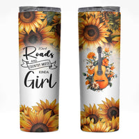 Dirt Roads And Country Music Girl Skinny Tumbler Rustic Sunflower Floral Guitar Southern Cowgirl