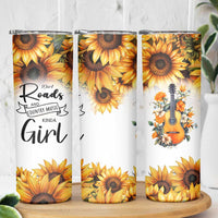 Dirt Roads And Country Music Girl Skinny Tumbler Rustic Sunflower Floral Guitar Southern Cowgirl