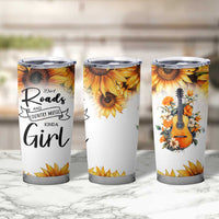Dirt Roads And Country Music Girl Tumbler Cup Rustic Sunflower Floral Guitar Southern Cowgirl