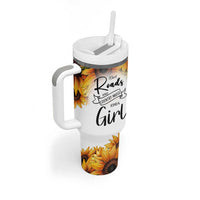 Dirt Roads And Country Music Girl Tumbler With Handle Rustic Sunflower Floral Guitar Southern Cowgirl