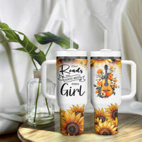 Dirt Roads And Country Music Girl Tumbler With Handle Rustic Sunflower Floral Guitar Southern Cowgirl