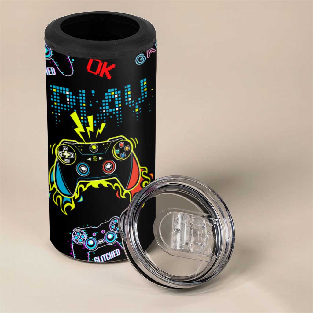 Gamer Nutrition Facts 4 in 1 Can Cooler Tumbler Video Game Controller Funny Gaming Gift