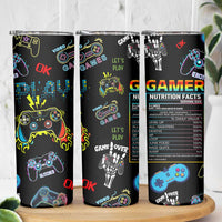 Gamer Nutrition Facts Skinny Tumbler Video Game Controller Funny Gaming Gift