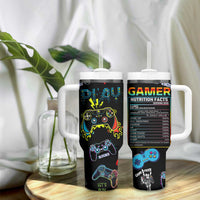 Gamer Nutrition Facts Tumbler With Handle Video Game Controller Funny Gaming Gift