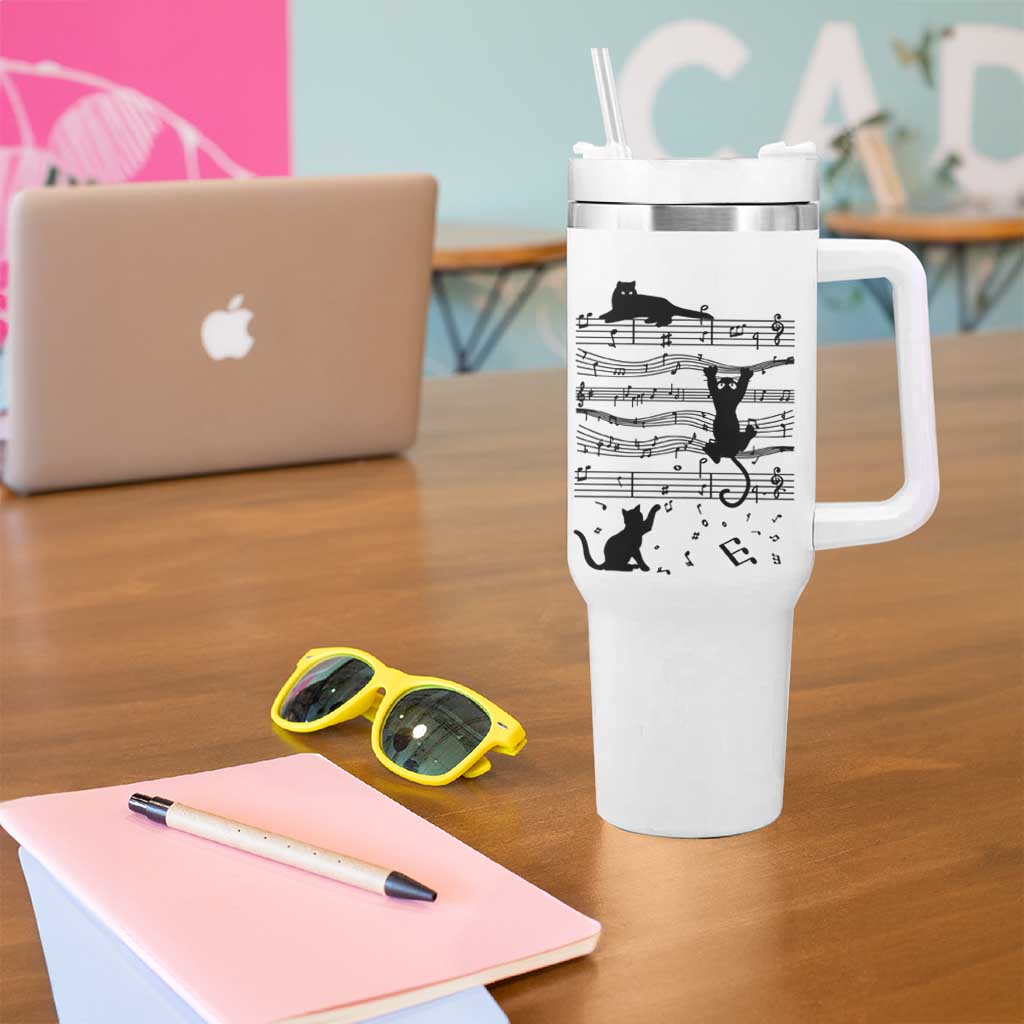 Music Teacher Tumbler With Handle Teaching Music Is My Superpower Musicians Funny Cat Music Notes