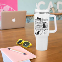 Music Teacher Tumbler With Handle Teaching Music Is My Superpower Musicians Funny Cat Music Notes