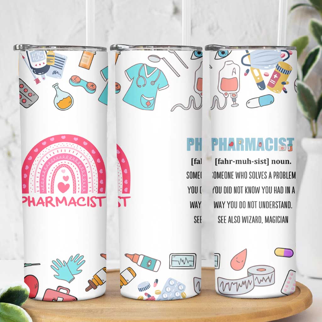 Funny Pharmacist Skinny Tumbler Pharmacy Tech Appreciation Pill Bottle Prescription