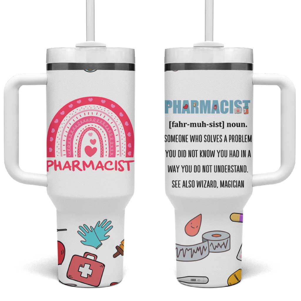 Funny Pharmacist Tumbler With Handle Pharmacy Tech Appreciation Pill Bottle Prescription