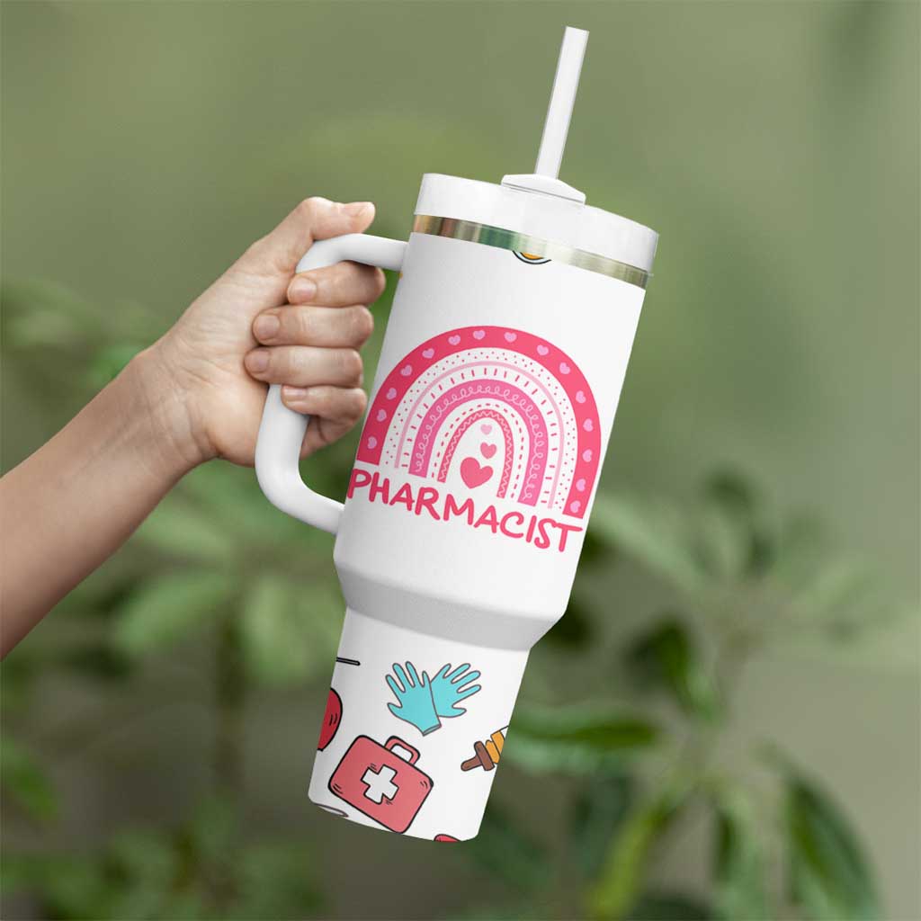 Funny Pharmacist Tumbler With Handle Pharmacy Tech Appreciation Pill Bottle Prescription
