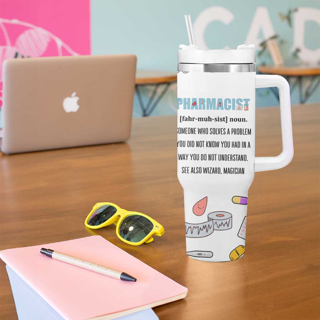 Funny Pharmacist Tumbler With Handle Pharmacy Tech Appreciation Pill Bottle Prescription