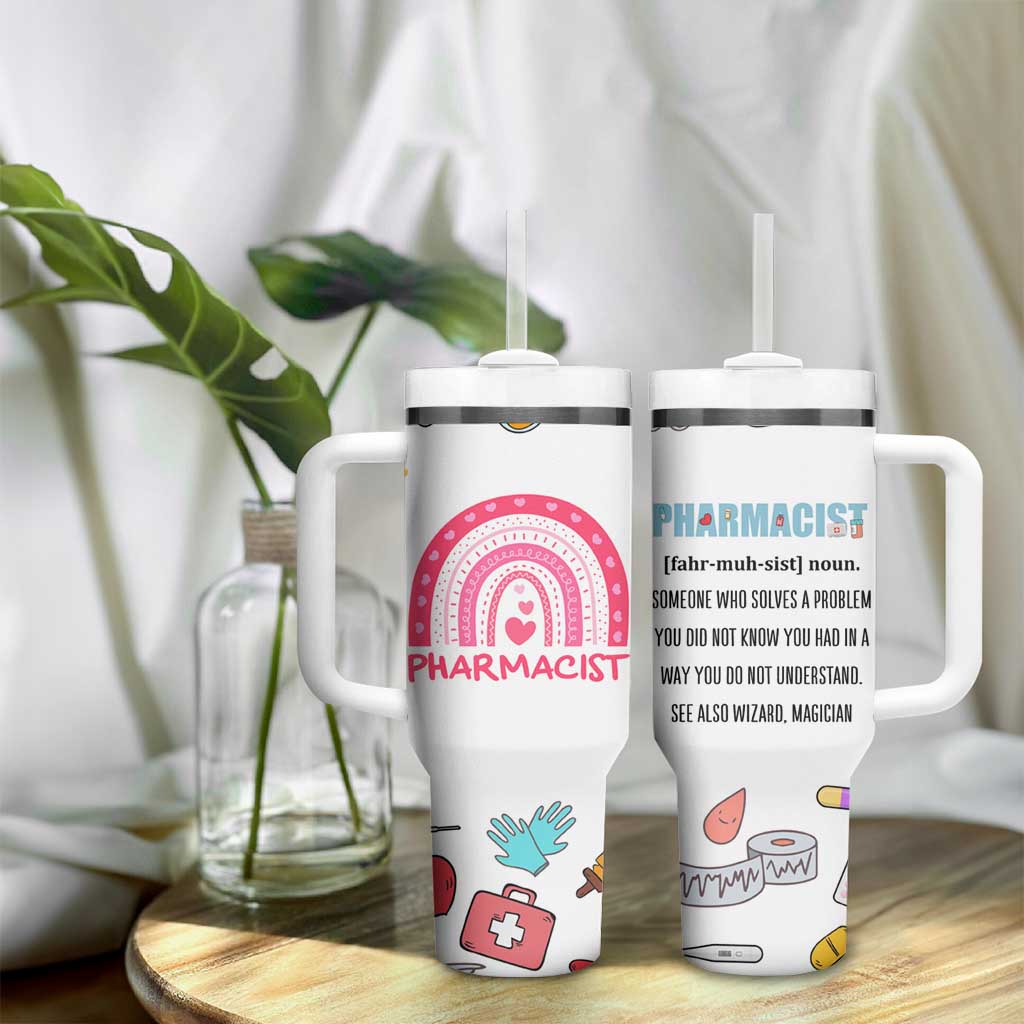 Funny Pharmacist Tumbler With Handle Pharmacy Tech Appreciation Pill Bottle Prescription