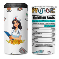 Funny Nurse Nutrition Facts 4 in 1 Can Cooler Tumbler Medical Rn Healthcare Worker Appreciation, Nursing School Student Gift