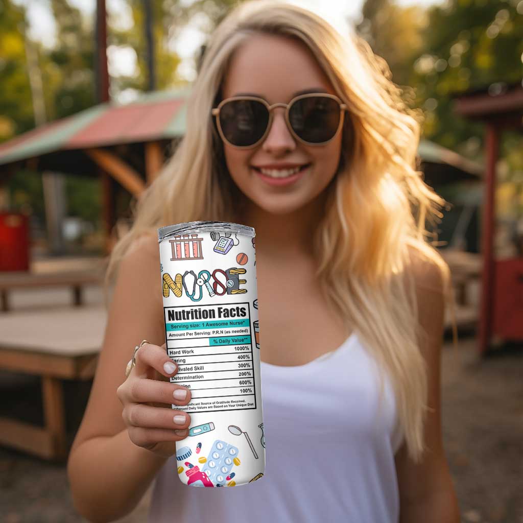 Funny Nurse Nutrition Facts Skinny Tumbler Medical Rn Healthcare Worker Appreciation, Nursing School Student Gift