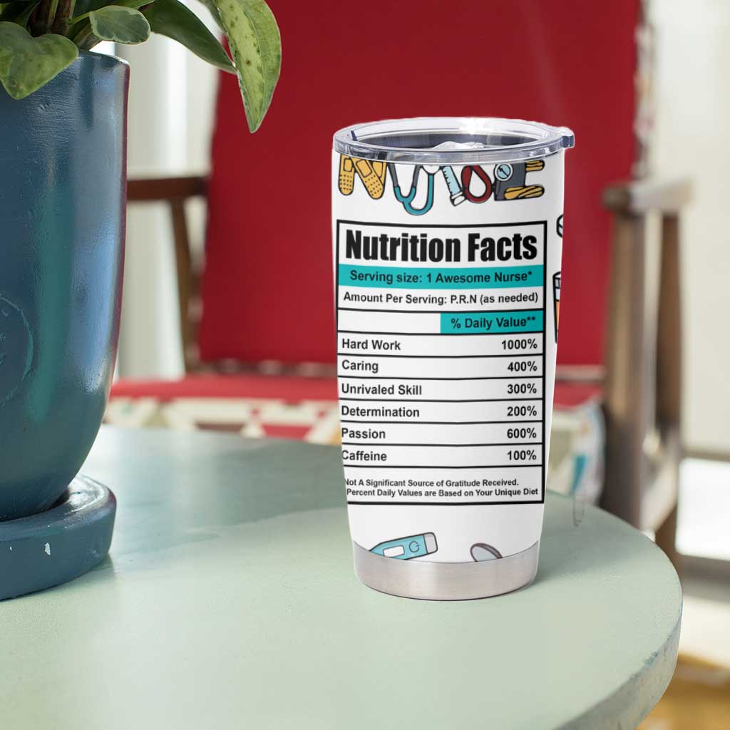 Funny Nurse Nutrition Facts Tumbler Cup Medical Rn Healthcare Worker Appreciation, Nursing School Student Gift
