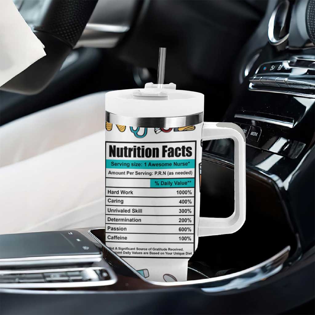 Funny Nurse Nutrition Facts Tumbler With Handle Medical Rn Healthcare Worker Appreciation, Nursing School Student Gift