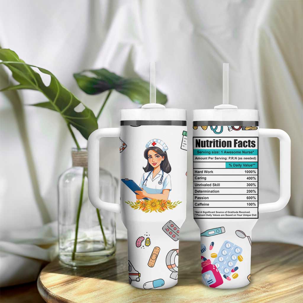 Funny Nurse Nutrition Facts Tumbler With Handle Medical Rn Healthcare Worker Appreciation, Nursing School Student Gift