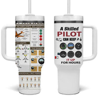 Funny Skilled Pilot Tumbler With Handle Can Keep It Up For Hours Flight Instructor Aviation Enthusiast Gift