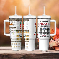Funny Skilled Pilot Tumbler With Handle Can Keep It Up For Hours Flight Instructor Aviation Enthusiast Gift