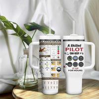 Funny Skilled Pilot Tumbler With Handle Can Keep It Up For Hours Flight Instructor Aviation Enthusiast Gift