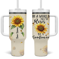 Personalized Sunflower Garden Tumbler With Handle Custom Name In A World Full Of Roses Be A Sunflower Inspirational Gift TB02