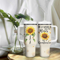 Personalized Sunflower Garden Tumbler With Handle Custom Name In A World Full Of Roses Be A Sunflower Inspirational Gift TB02